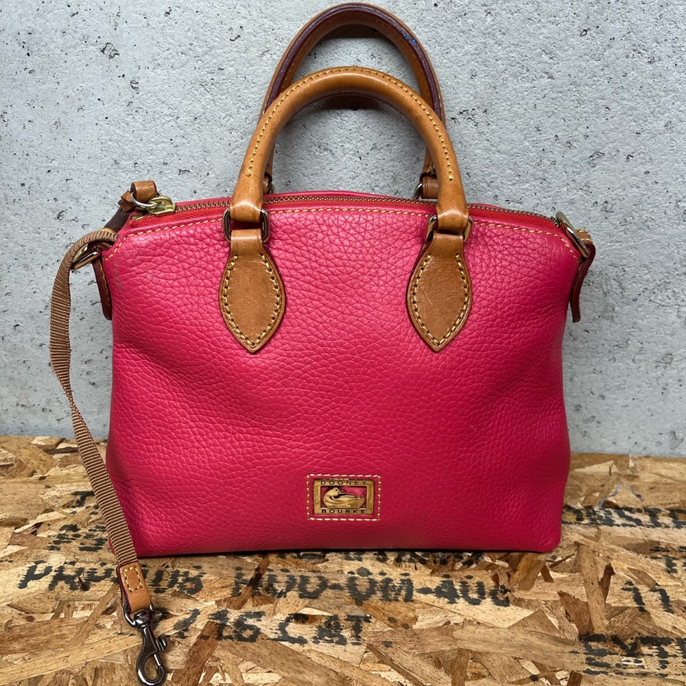 Dooney & Bourke Pink Satchel with Tan Accents